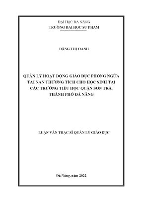 Quản lý hoạt động giáo dục phòng ngừa tai nạn thương tích cho học sinh tại các trường tiểu học quận sơn trà thành phố đà nẵng