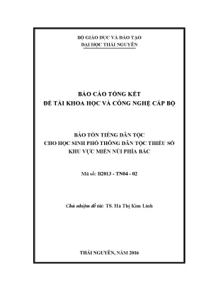 Đề tài nckh bảo tồn tiếng dân tộc cho học sinh phổ thông dân tộc thiểu số khu vực miền núi phía bắc