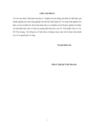 Nghiên cứu tác động của thiên tai đến hiệu quả doanh nghiệp sản xuất nông nghiệp trên địa bàn tỉnh nghệ an