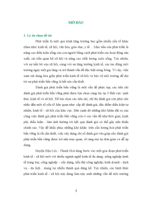 Nghiên cứu chỉ số đánh giá mức độ phát triển bền vững địa phương lsi tại một số xã thuộc huyện hậu lộc tỉnh thanh hoá