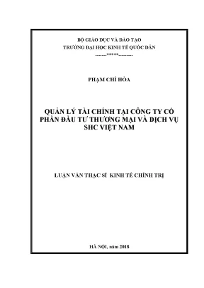 Quản lý tài chính tại công ty cổ phần đầu tư thương mại và dịch vụ shc việt nam