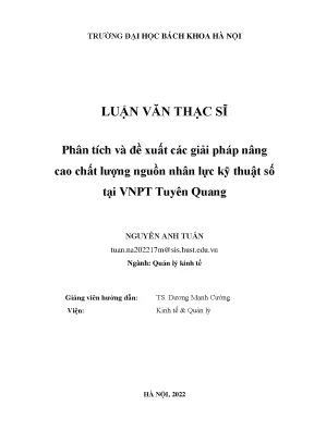 Phân tích và đề xuất các giải pháp nâng cao chất lượng nguồn nhân lực kỹ thuật số tại vnpt tuyên quang