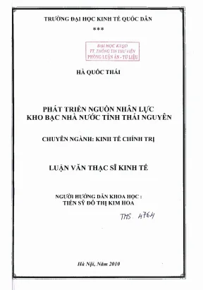 Phát triển nguồn nhân lực kho bạc nhà nước tỉnh thái nguyên