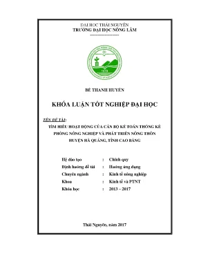 Luận văn tìm hiểu hoạt động của cán bộ kế toán thống kê phòng nông nghiệp và phát triển nông thôn huyện hà quảng tỉnh cao bằng