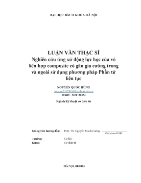 Nghiên cứu ứng xử động lực học của vỏ liên hợp composite có gân gia cường trong và ngoài sử dụng phương pháp phần tử liên tục