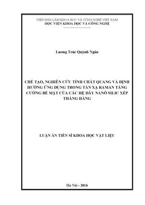 Chế tạo nghiên cứu tính chất quang và định hướng ứng dụng trong tán xạ raman tăng cường bề mặt của các hệ dây nanô silic xếp thẳng hàng