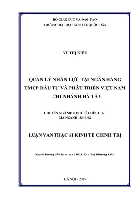 Quản lý nhân lực tại ngân hàng tmcp đầu tư và phát triển việt nam chi nhánh hà tây