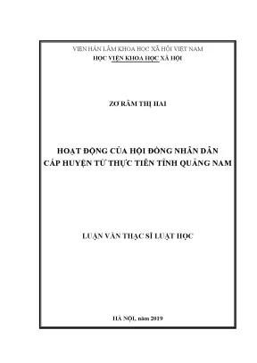 Hoạt động của hội đồng nhân dân cấp huyện từ thực tiễn tỉnh quảng nam