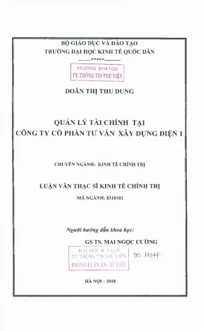 Quản lý tài chính tại công ty cổ phần tư vấn xây dựng điện 1