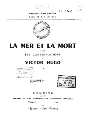 La mer et mort dans les contemplations de victor hugo mémoire de des de littérature