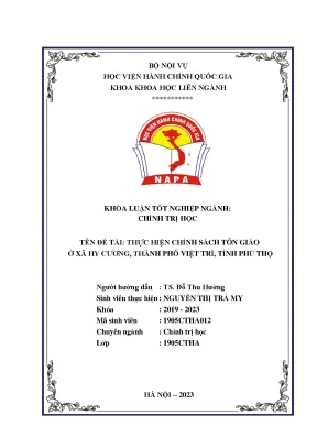 Thực hiện chính sách tôn giáo ở xã hy cương thành phố việt trì tỉnh phú thọ