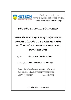 Phân tích kết quả hoạt động kinh doanh của công ty tnhh mtv môi trường đô thị tp hcm trong giai đoạn 2019 2021