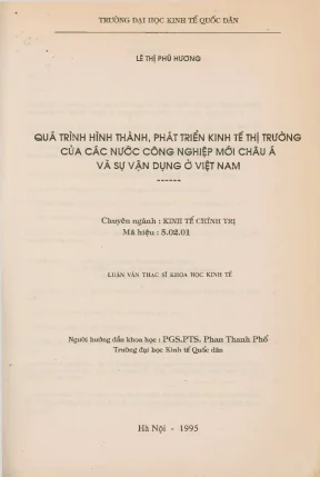 Quá trình hình thành phát triển kinh tế thị trường của các nước công nghiệp mới châu á và sự vận dụng vào việt nam