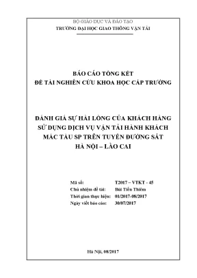 Đánh giá sự hài lòng của khách hàng sử dụng dịch vụ vận tải hành khách mác tàu sp trên tuyến đường sắt hà nội lào cai cấp trường