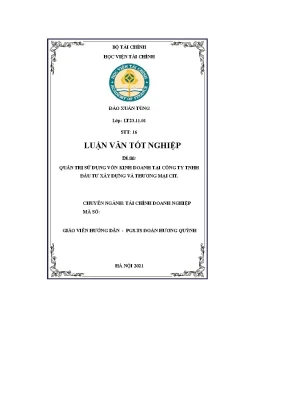 Đề tài quản trị sử dụng vốn kinh doanh tại công ty tnhh đầu tư xây dựng và thương mại cit