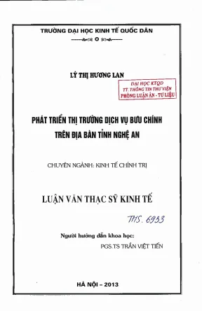 Phát triển thị trường dịch vụ bưu chính trên địa bàn tỉnh nghệ an