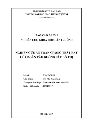 Nghiên cứu an toàn chống trật ray của đoàn tàu đường sắt đô thị cấp trường