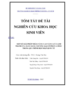 Một số giải pháp nhầm nâng cao năng lực cạnh tranh của ngân hàng thương mại cổ phần á châu trong quá trình hội nhập quốc tế đề tài nghiên cứu khoa học sinh vien