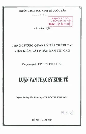 Tăng cường quản lý tài chính tại viện kiểm soát nhân dân tối cao