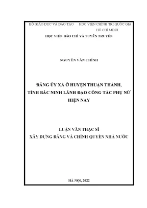 Đảng ủy xã ở huyện thuận thành tỉnh bắc ninh lãnh đạo công tác phụ nữ hiện nay