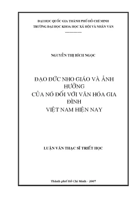 Đạo đức nho giáo và ảnh hưởng của nó đối với văn hóa gia đình việt nam hiện nay