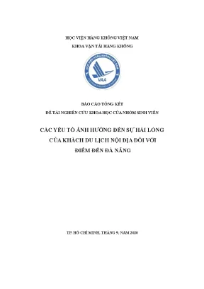 Các yếu tố ảnh hưởng đến sự hài lòng của khách du lịch nội địa đối với điểm đến đà nẵng