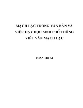 Mạch lạc trong văn bản và việc dạy học sinh phổ thông viết văn mạch lạc