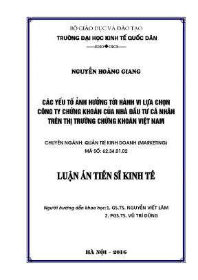 Các yếu tố ảnh hưởng tới hành vi lựa chọn công ty chứng khoán của nhà đầu tư cá nhân trên thị trường chứng khoán việt nam