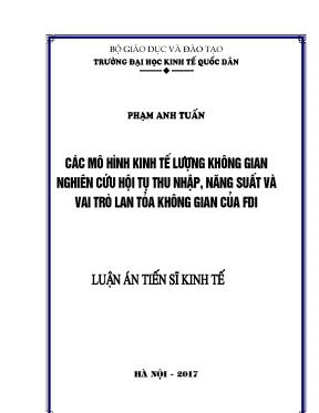 Các mô hình kinh tế lượng không gian nghiên cứu hội tụ thu nhập năng suất và vai trò lan tỏa không gian của fdi