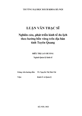 Nghiên cứu phát triển kinh tế du lịch theo hướng bền vững trên địa bàn tỉnh tuyên quang