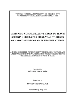 Designing communicative tasks to teach speaking skills for first year students of associate program in english at ussh m a 60 14 10