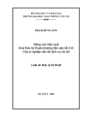 Nâng cao hiệu quả khai thác kỹ thuật phương tiện vận tải ô tô của xí nghiệp vận tải dịch vụ hà nội