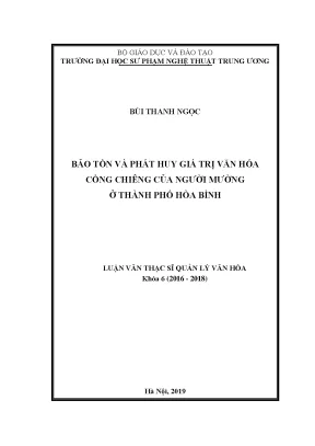 Bảo tồn và phát huy giá trị văn hóa cồng chiêng của người mường ở thành phố hòa bình