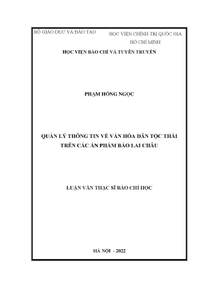 Quản lý thông tin về văn hóa dân tộc thái trên các ấn phẩm báo lai châu