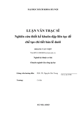 Nghiên cứu thiết kế khuôn dập liên tục để chế tạo chi tiết bản lề dưới