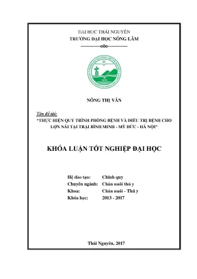 Luận văn thực hiện quy trình phòng bệnh và điều trị bệnh cho lợn nái tại trại bình minh mỹ đức hà nội