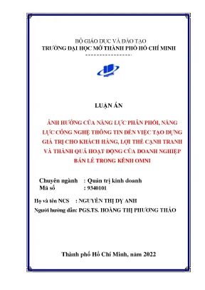 Ảnh hưởng của năng lực phân phối năng lực cntt đến việc tạo dựng giá trị cho kh lợi thế cạnh tranh và thành quả hoạt động của dn bán lẻ trong kênh omni