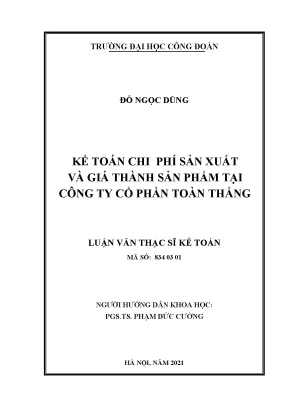 Kế toán chi phí sản xuất và giá thành sản phẩm tại công ty cổ phần toàn thắng