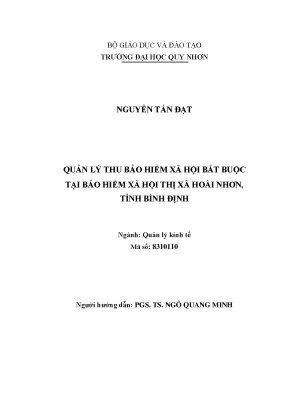 Quản lý thu bảo hiểm xã hội bắt buộc tại bảo hiểm xã hội thị xã hoài nhơn tỉnh bình định