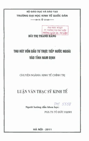 Thu hút vốn đầu tư trực tiếp nước ngoài vào tỉnh nam định