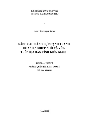 Nâng cao năng lực cạnh tranh doanh nghiệp nhỏ và vừa trên địa bàn tỉnh kiên giang