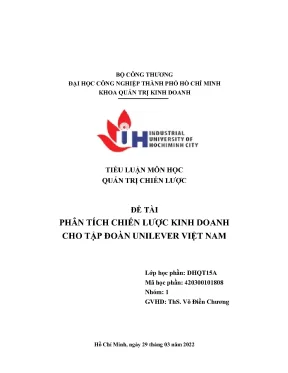 Đề tài phân tích chiến lược kinh doanh cho tập đoàn unilever việt nam