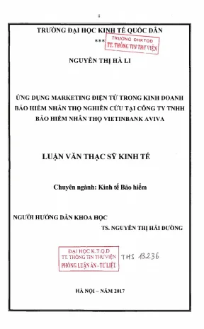 Ứng dụng marketing điện tử trong kinh doanh bảo hiểm nhân thọ nghiên cứu tại công ty tnhh bảo hiểm nhân thọ vietinbank aviva