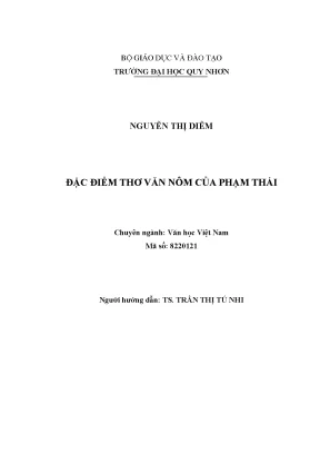 Luận văn thạc sỹ đặc điểm thơ văn nôm của phạm thái