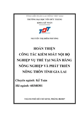 Hoàn thiện công tác kiểm soát nội bộ nghiệp vụ thẻ tại ngân hàng nông nghiệp và phát triển nông thôn tỉnh gia lai