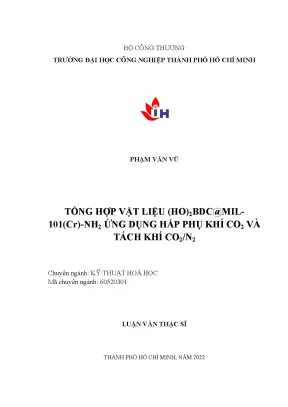Tổng hợp vật liệu ho2bdcmil 101cr nh2 ứng dụng hấp phụ khí co2 và tách khí co2n2