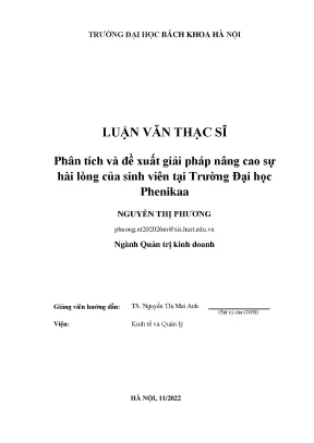 Phân tích và đề xuất giải pháp nâng cao sự hài lòng của sinh viên tại trường đại học phenikaa