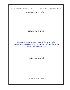 Đánh giá hiện trạng và đề xuất giải pháp chống thất thoát nước trong hệ thống cấp nước thành phố sóc trăng