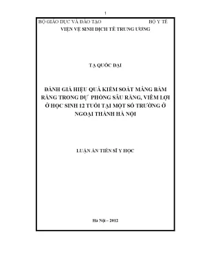 Đánh giá hiệu quả kiểm soát mảng bám răng trong dự phòng sâu răng viêm lợi ở học sinh 12 tuổi tại một số trường ở ngoại thành hà nội