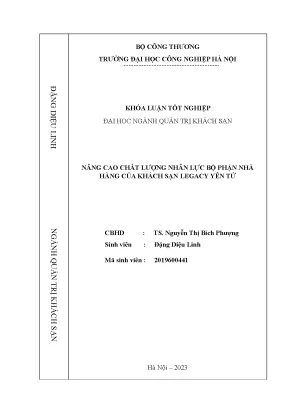 Nâng cao chất lượng nhân lực bộ phận nhà hàng của khách sạn legacy yên tử